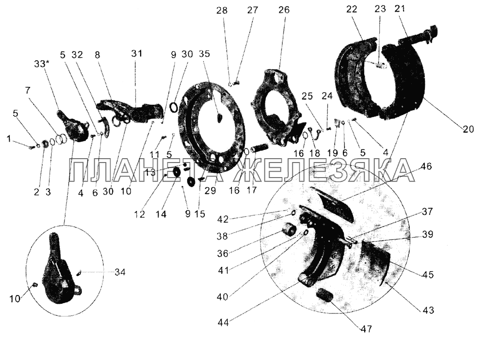 Тормозной механизм МАЗ-104